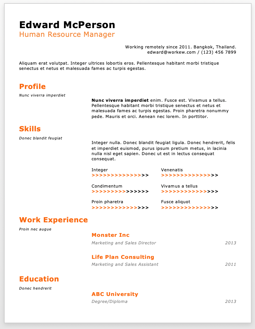 sample resume for remote job