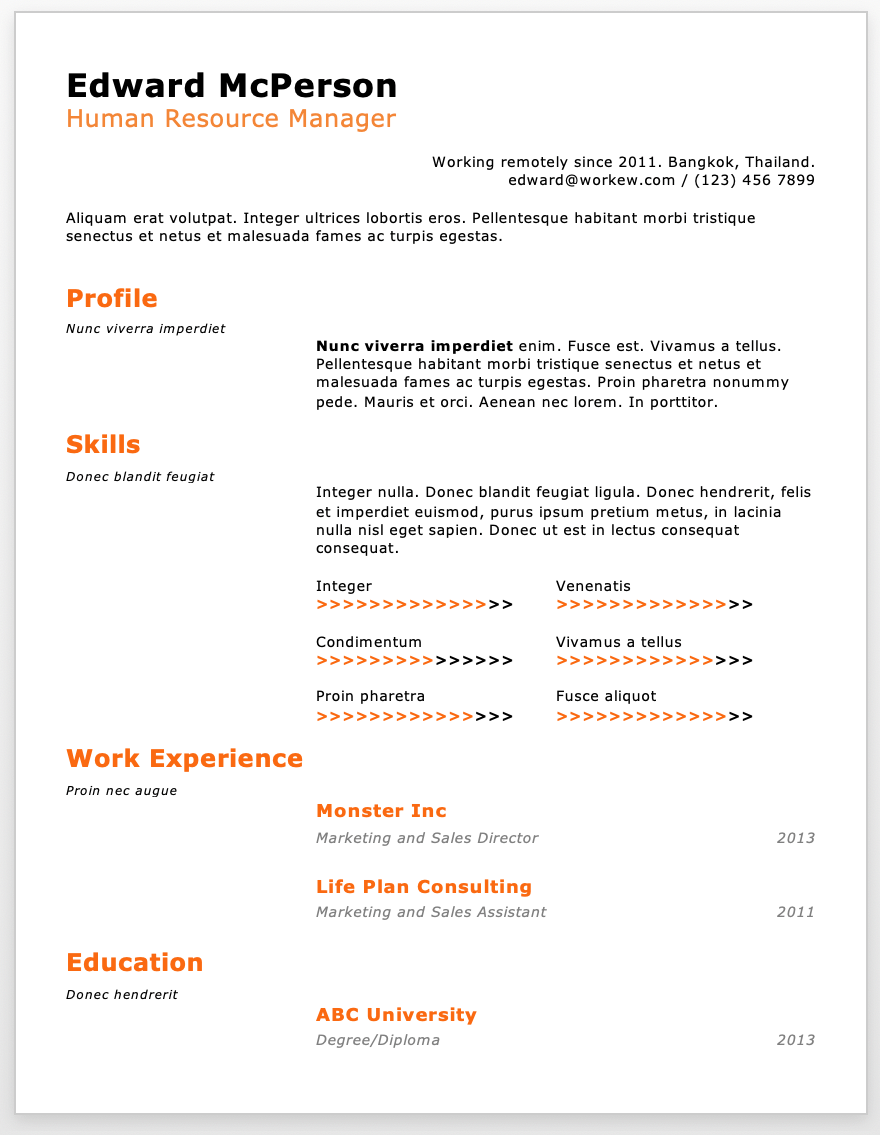 Remote Work Resume Templates Workew