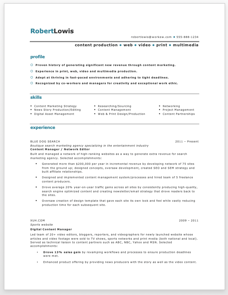 Remote Work Resume Templates - Workew