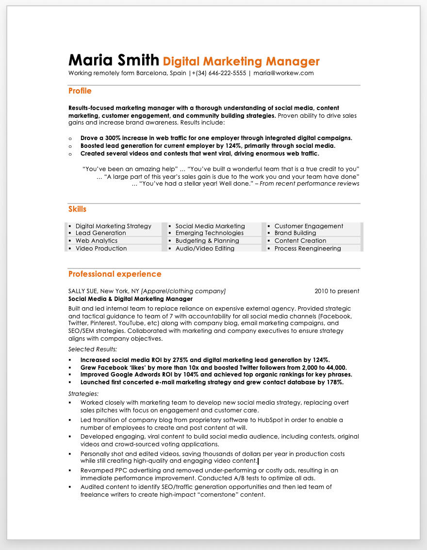 remote job resume template
